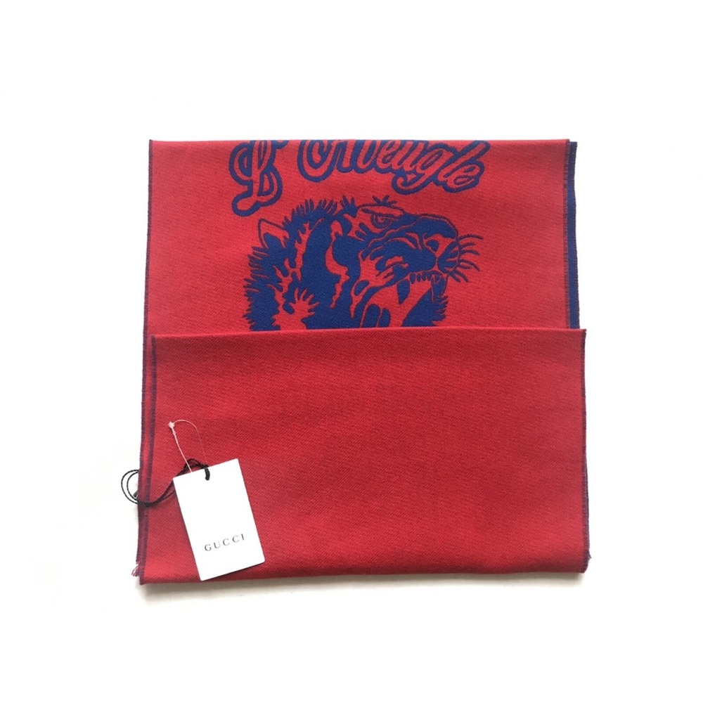 Gucci Blue and Red Graphic Scarf - Picture 3 of 12
